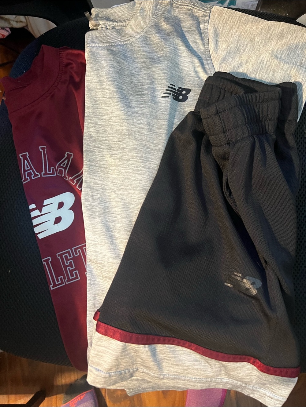 New Balance Black and Maroon Kids Athletic Shorts Set
